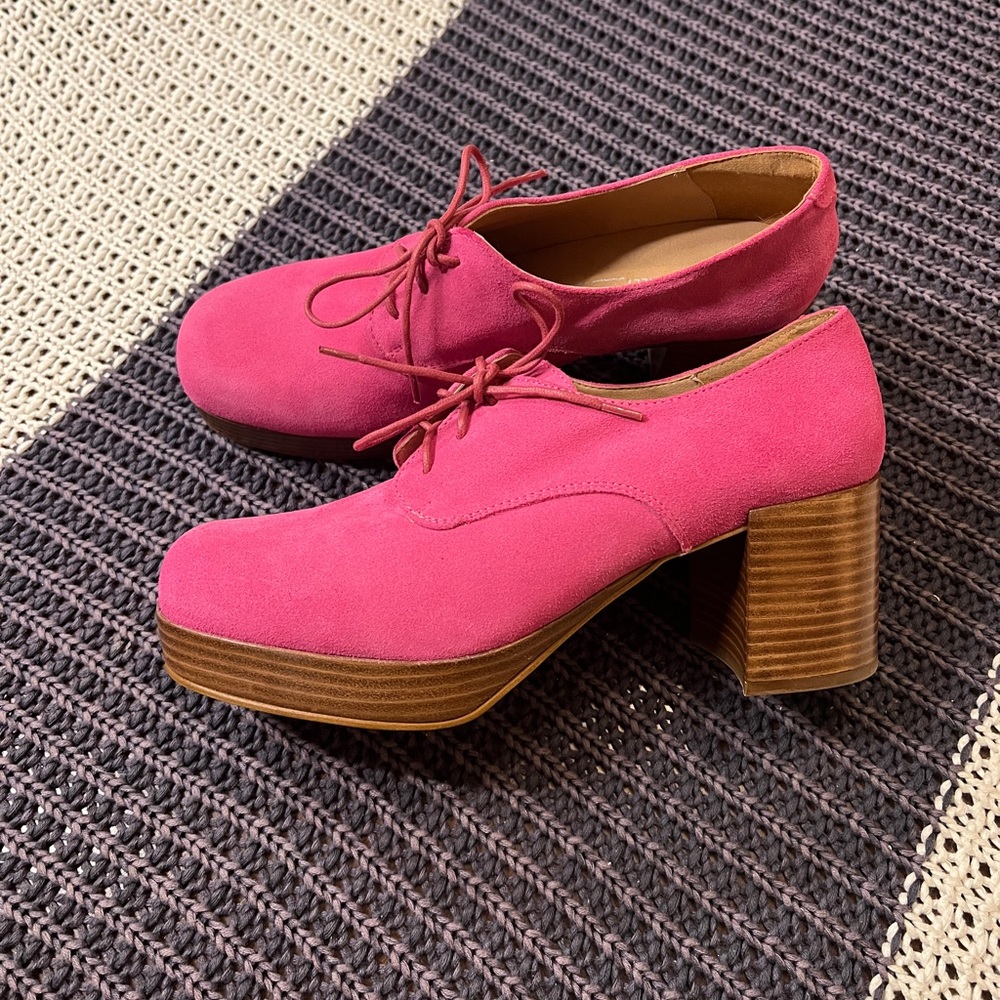 Intentionally Blank Magenta Suede Platforms